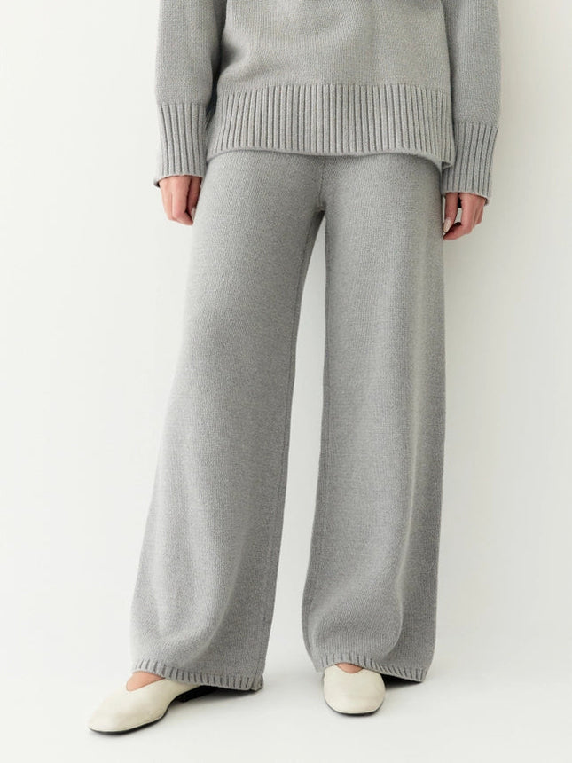 The Phoebe Pants | Knit Wide Leg Pants  HEATHER GREY