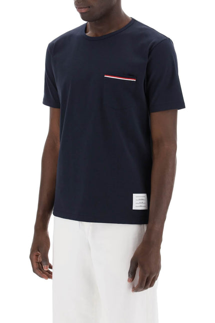 Thom Browne T-shirt con taschino RWB - Blue