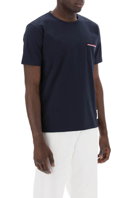 Thom Browne T-shirt con taschino RWB - Blue