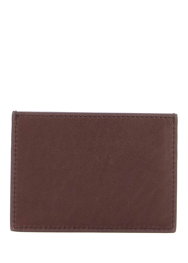 Thom Browne compact dark brown calfskin credit card holder