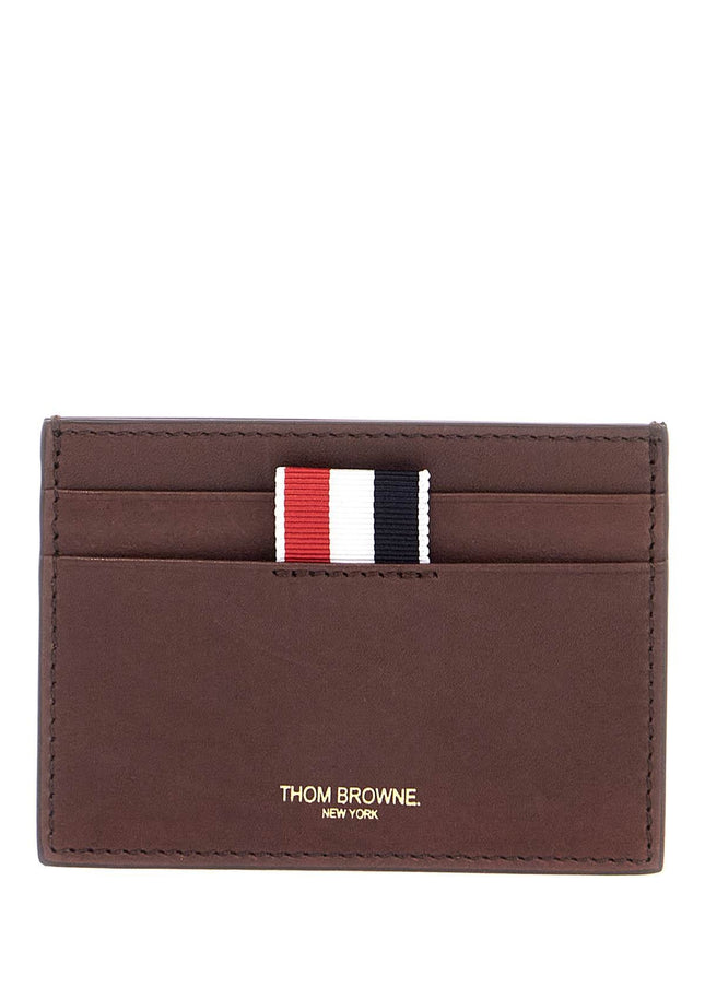 Thom Browne compact dark brown calfskin credit card holder