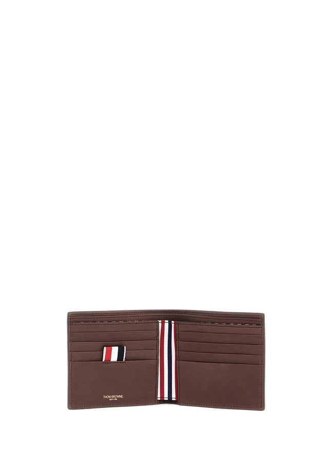 Thom Browne compact dark brown calfskin wallet with slots