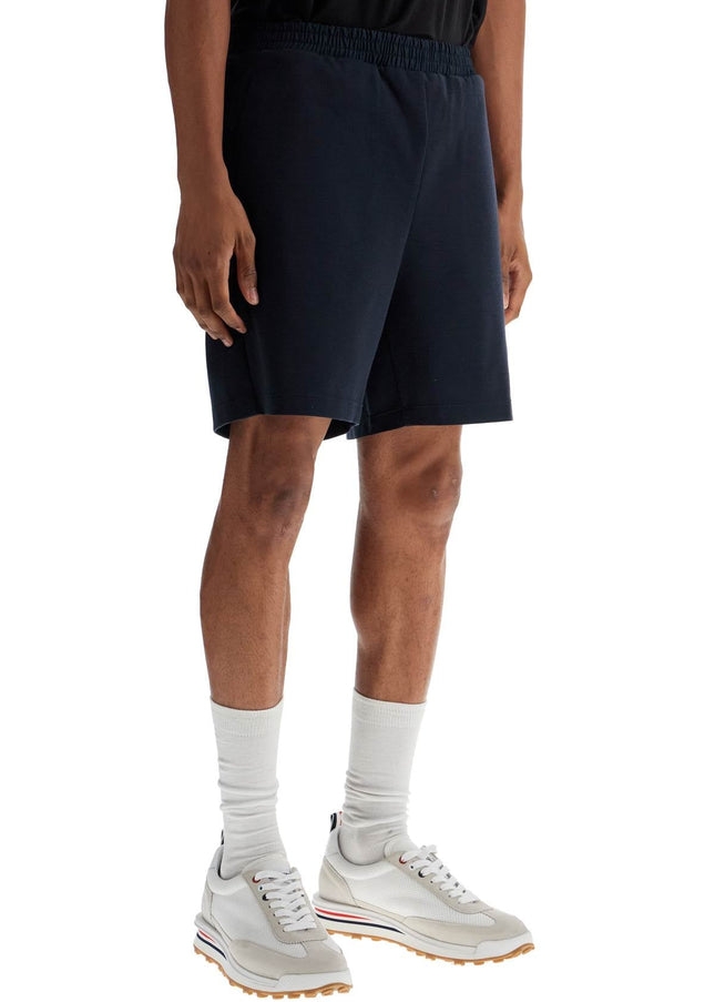 Thom Browne navy combo mid thigh ripstop and wool shorts