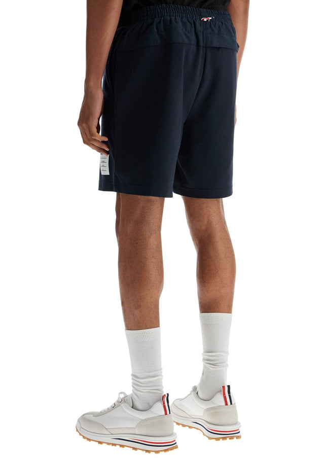 Thom Browne navy combo mid thigh ripstop and wool shorts