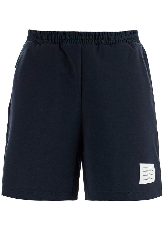 Thom Browne navy combo mid thigh ripstop and wool shorts