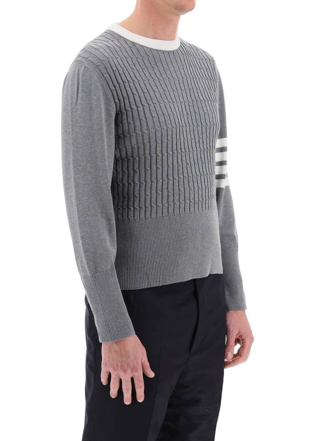 Thom Browne placed baby cable 4-bar cotton sweater