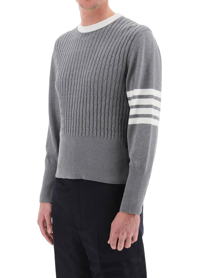 Thom Browne placed baby cable 4-bar cotton sweater