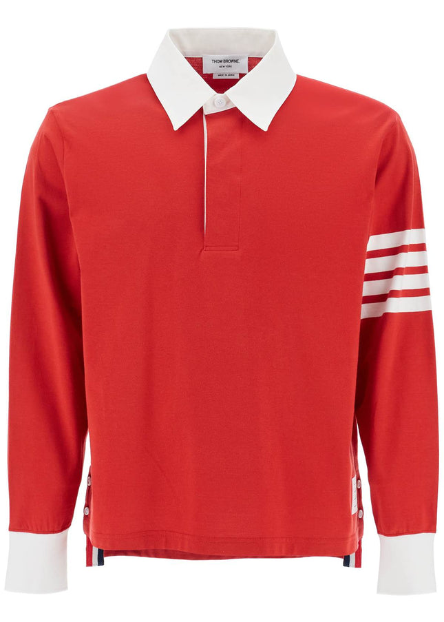 Thom Browne red cotton polo with three stripes