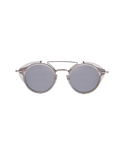 Thom Browne round sunglasses in light grey titanium and acetate with side protection