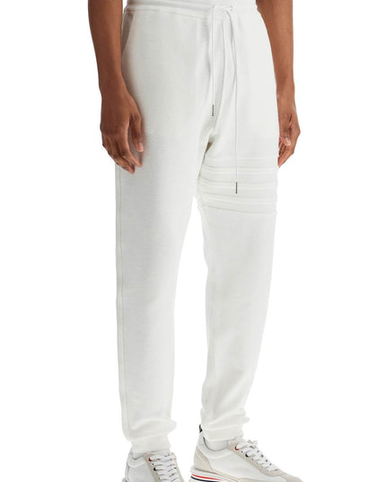 Thom Browne white cotton sweatpants with 4 stripes