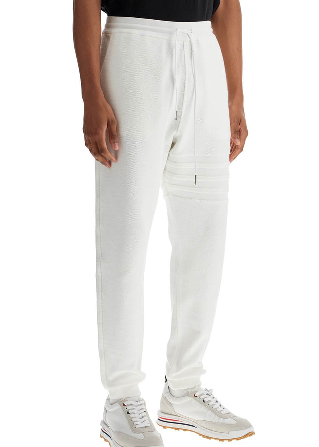 Thom Browne white cotton sweatpants with 4 stripes