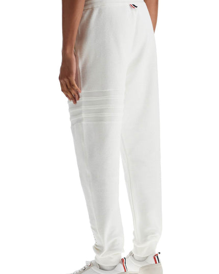 Thom Browne white cotton sweatpants with 4 stripes