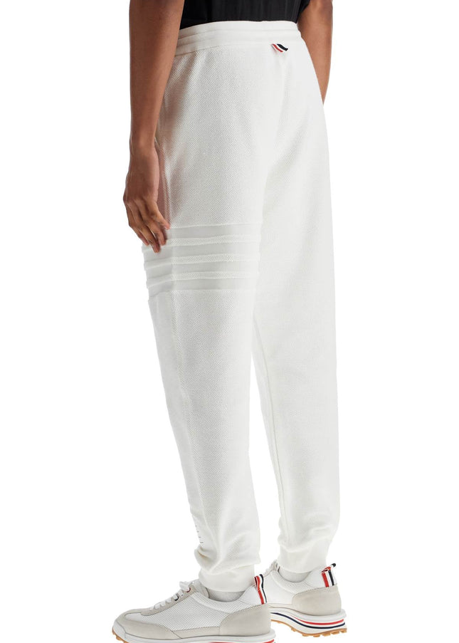 Thom Browne white cotton sweatpants with 4 stripes