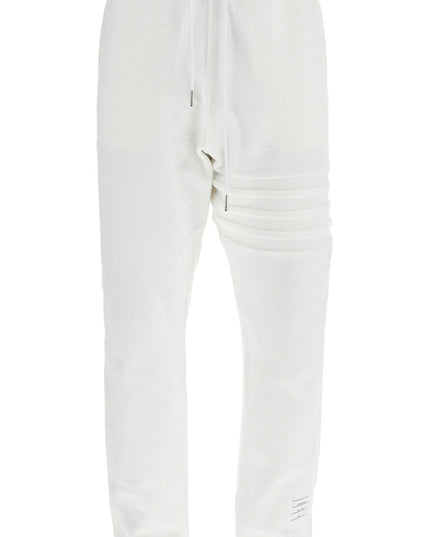 Thom Browne white cotton sweatpants with 4 stripes