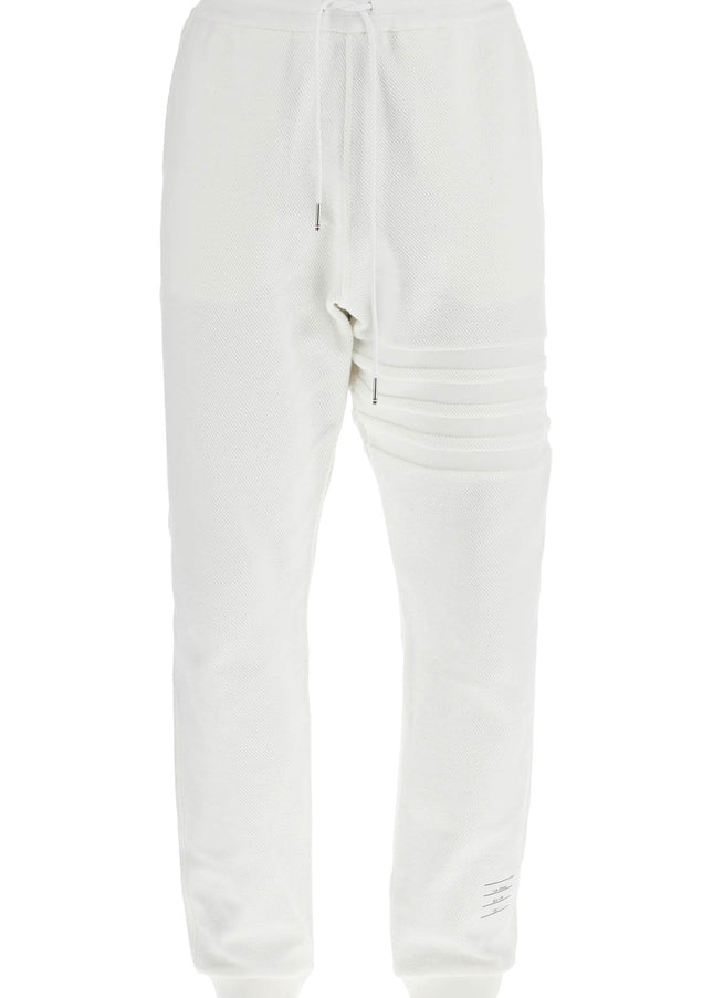 Thom Browne white cotton sweatpants with 4 stripes