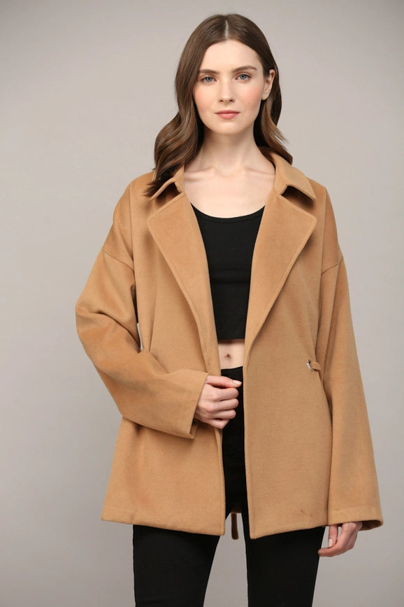 Tie Closure At the Waist Classic Collar Coat