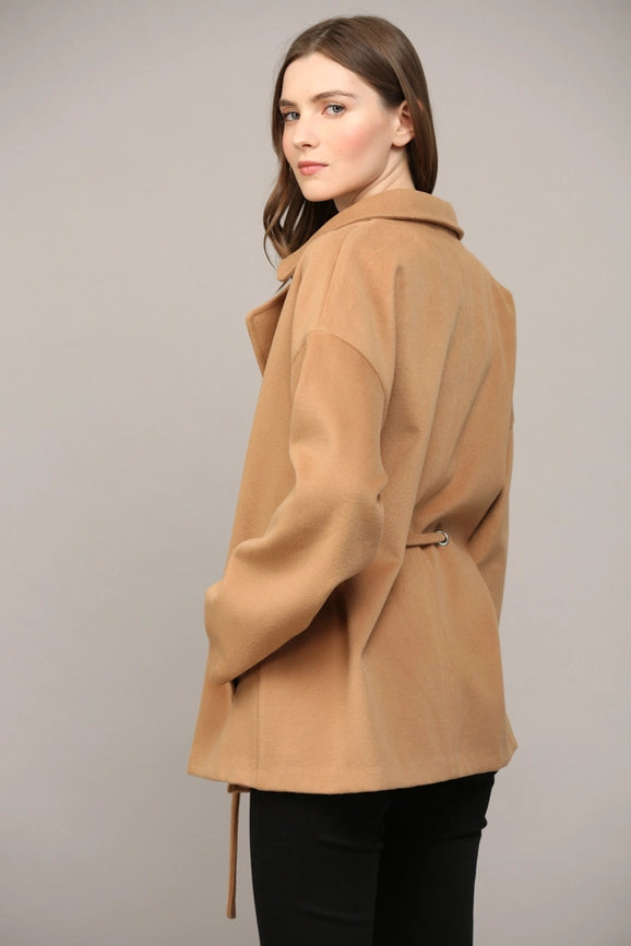 Tie Closure At the Waist Classic Collar Coat