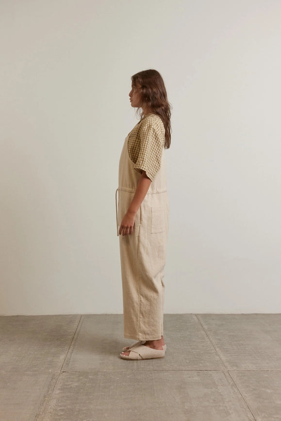 Tie Waist Ramie Overall Pants-Pants-amente-Urbanheer