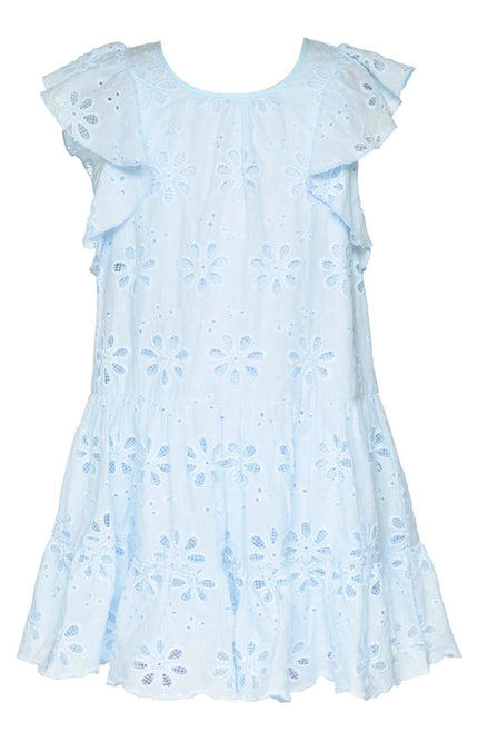 Tiered Eyelet Dress with Flutter Sleeves