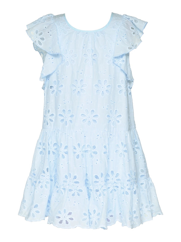 Tiered Eyelet Dress with Flutter Sleeves