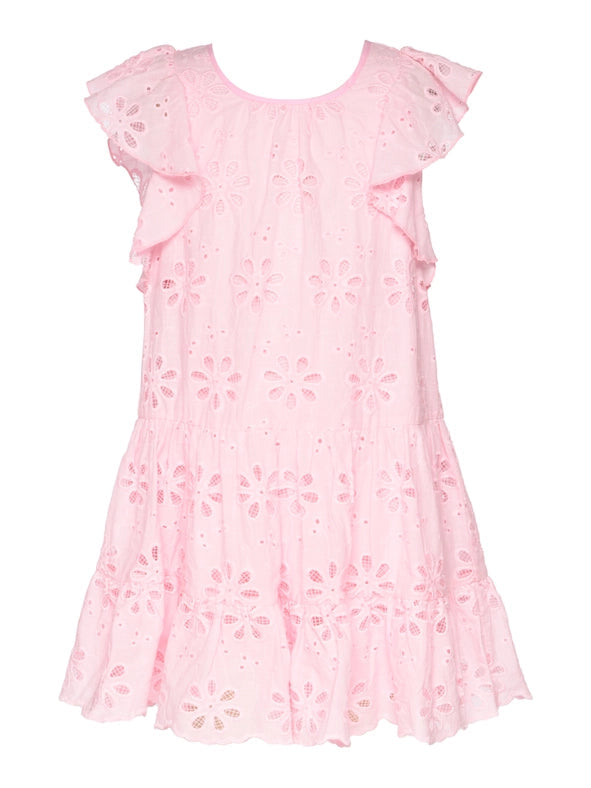 Tiered Eyelet Dress with Flutter Sleeves