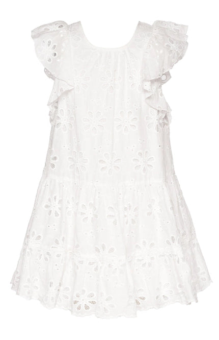 Tiered Eyelet Dress with Flutter Sleeves