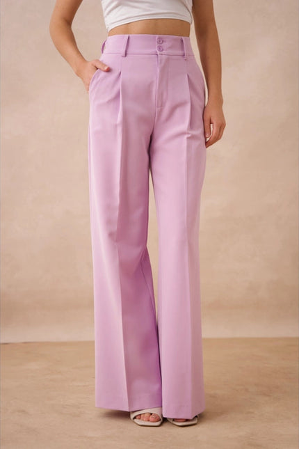 Timeless Double-Breasted Wide-Cut Plain Pants Lilac