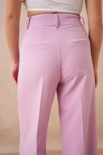 Timeless Double-Breasted Wide-Cut Plain Pants Lilac