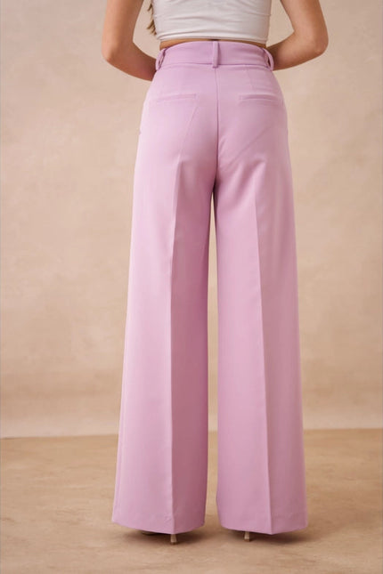 Timeless Double-Breasted Wide-Cut Plain Pants Lilac