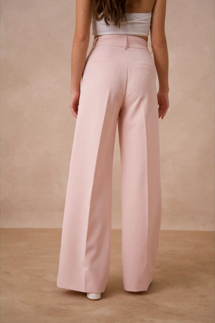 Timeless Double-Breasted Wide-Cut Plain Pants  Pink