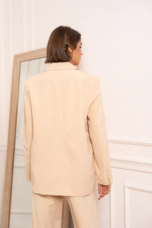 Timeless Plain Oversized Jacket  Beige