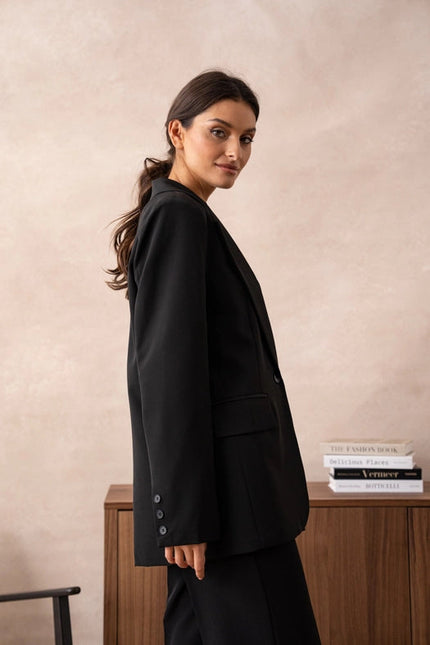 Timeless Plain Oversized Jacket Black