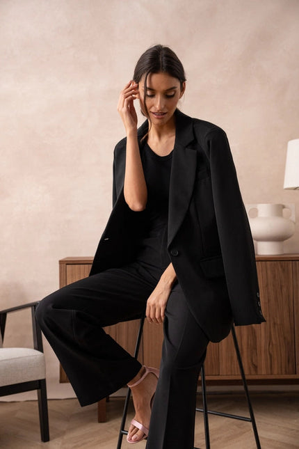 Timeless Plain Oversized Jacket Black