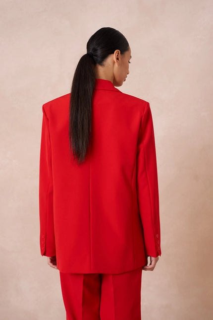 Timeless Plain Oversized Jacket Red