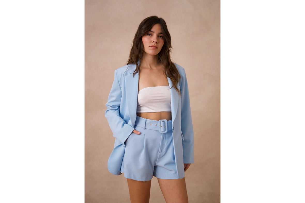 Timeless Plain Oversized Jacket Sky Blue