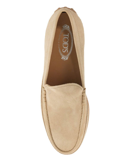 Tod'S beige woven leather slip-on loafers with rubber sole