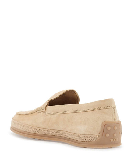 Tod'S beige woven leather slip-on loafers with rubber sole