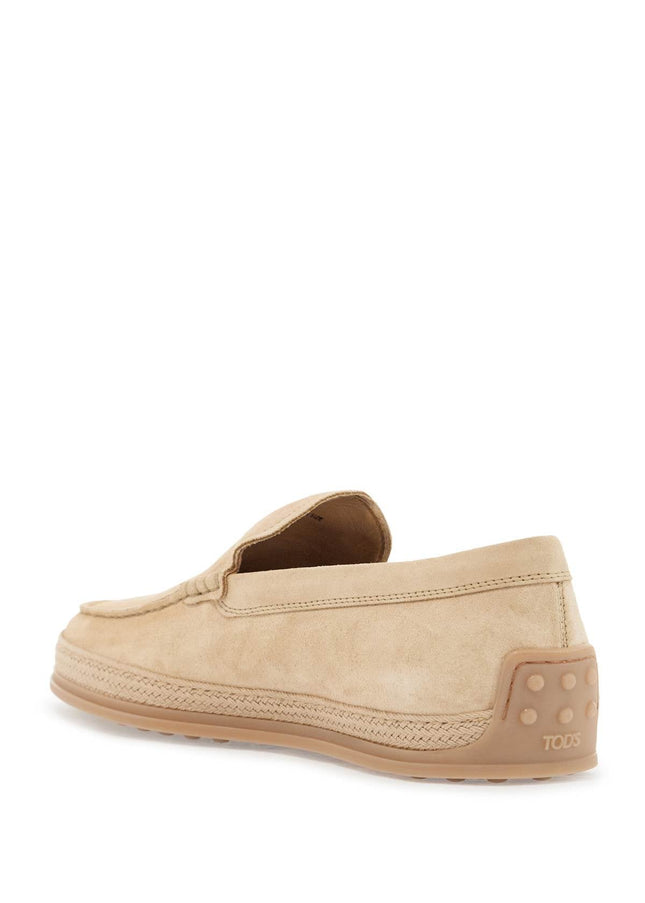 Tod'S beige woven leather slip-on loafers with rubber sole