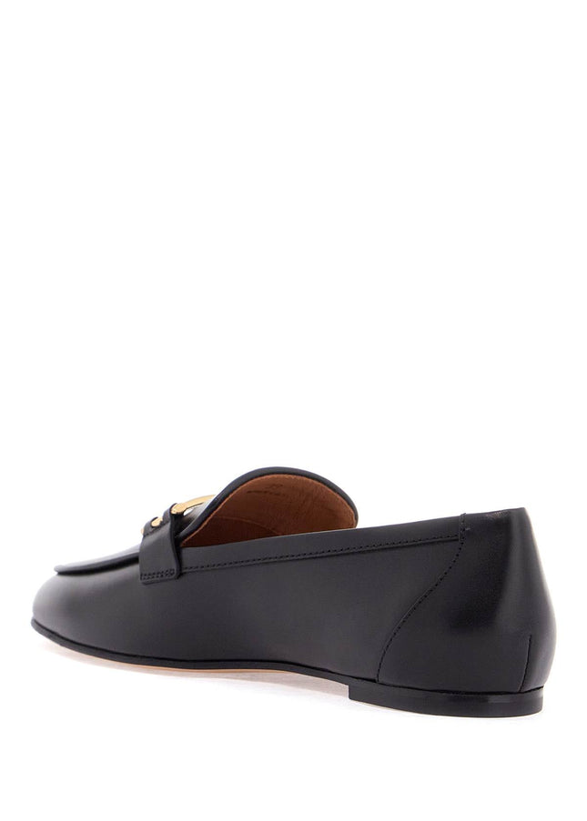 Tod'S black calfskin women's loafers with metallic band