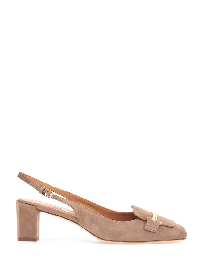 Tod'S cappuccino goat leather pumps with metal bar