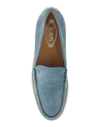 Tod'S light blue calfskin loafers with rubber and rope sole