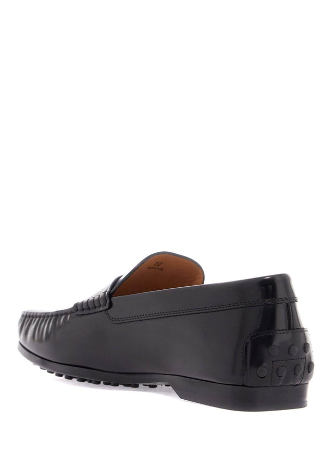 Tod'S men's black calfskin loafers with elegant insert and rubber sole