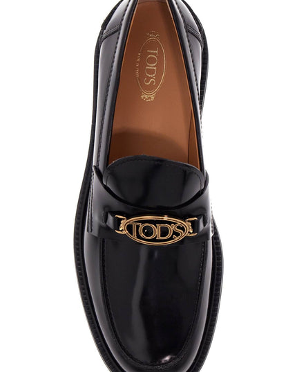 Tod'S metal logo loafers with metal detailing