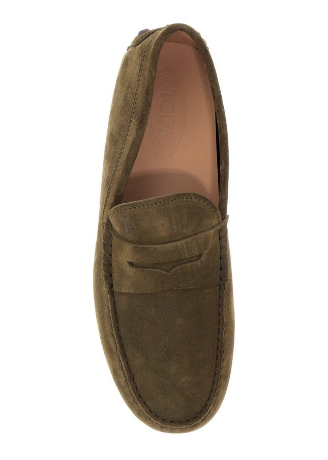 Tod'S olive green suede loafers with rubber sole