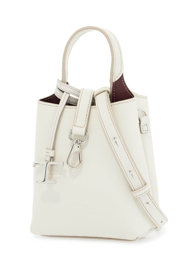 Tod'S white calf leather crossbody bag with burgundy details