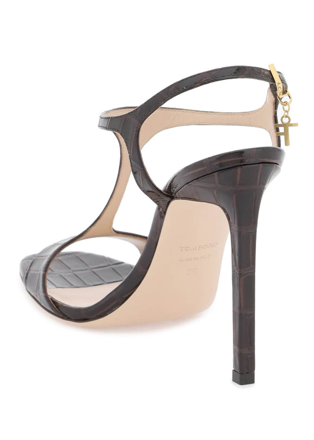 Tom Ford angelina sandals in croco-embossed glossy leather