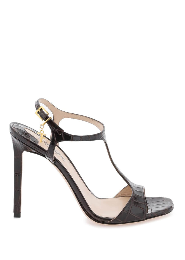 Tom Ford angelina sandals in croco-embossed glossy leather