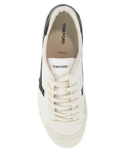 Tom Ford white low top leather sneakers with velcro