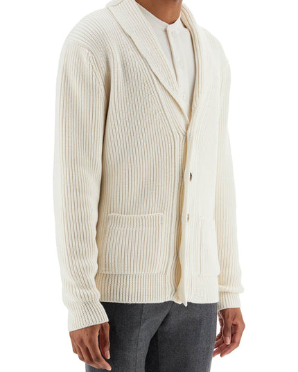 Tom Ford white silk and wool cardigan with shawl collar