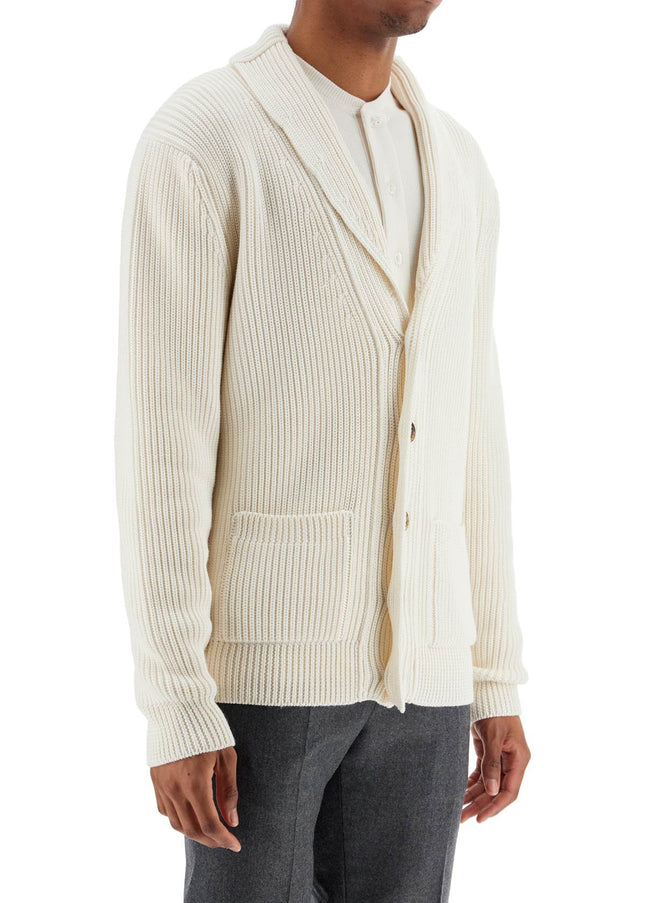 Tom Ford white silk and wool cardigan with shawl collar